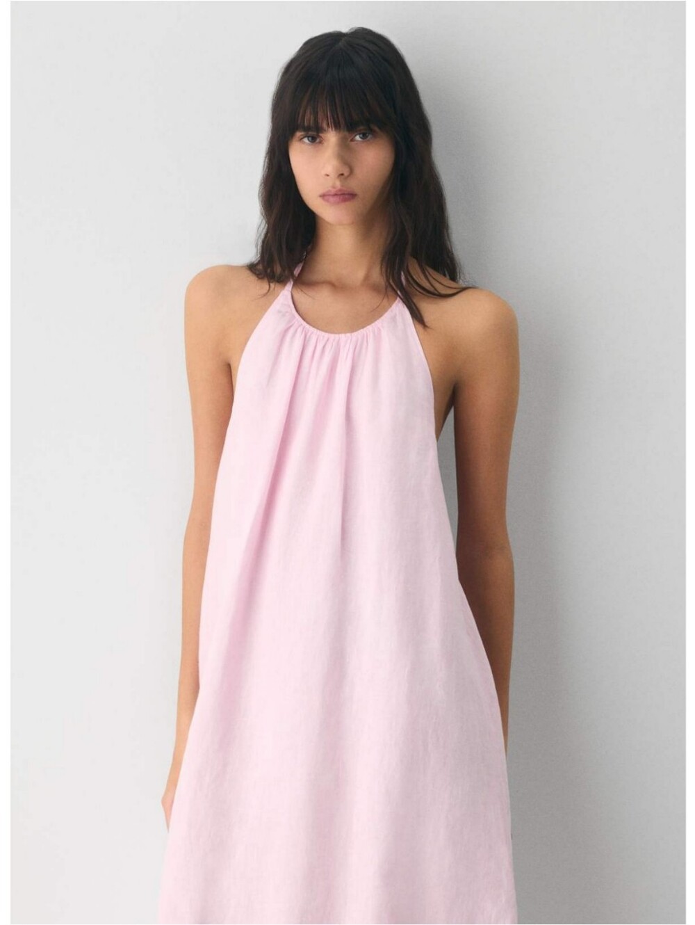 Little Moon × Aritzia Sunpost Linen Halter Dress Villa Pink Nwt - Picture 2 of 9